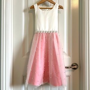 American Princess Pink+Cream Dress w/shrug size 8